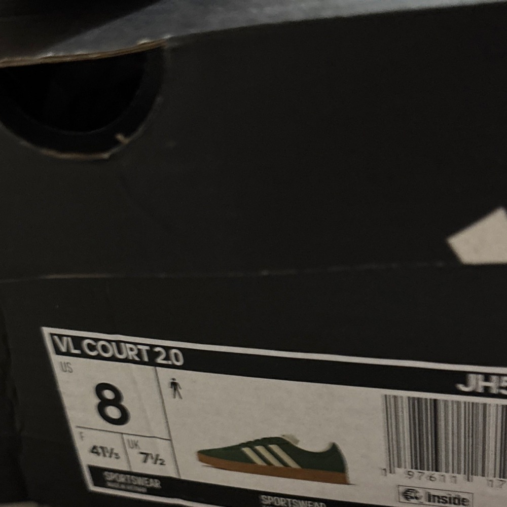 Adidas VL Court 2.0 Unisex M8/W9.5 Green NEW JH5077 Suede Gum Sole Sneakers - Picture 4 of 14
